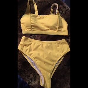 Sunny Yellow 2-Piece Bathing Suit Size S NEW Cute!
